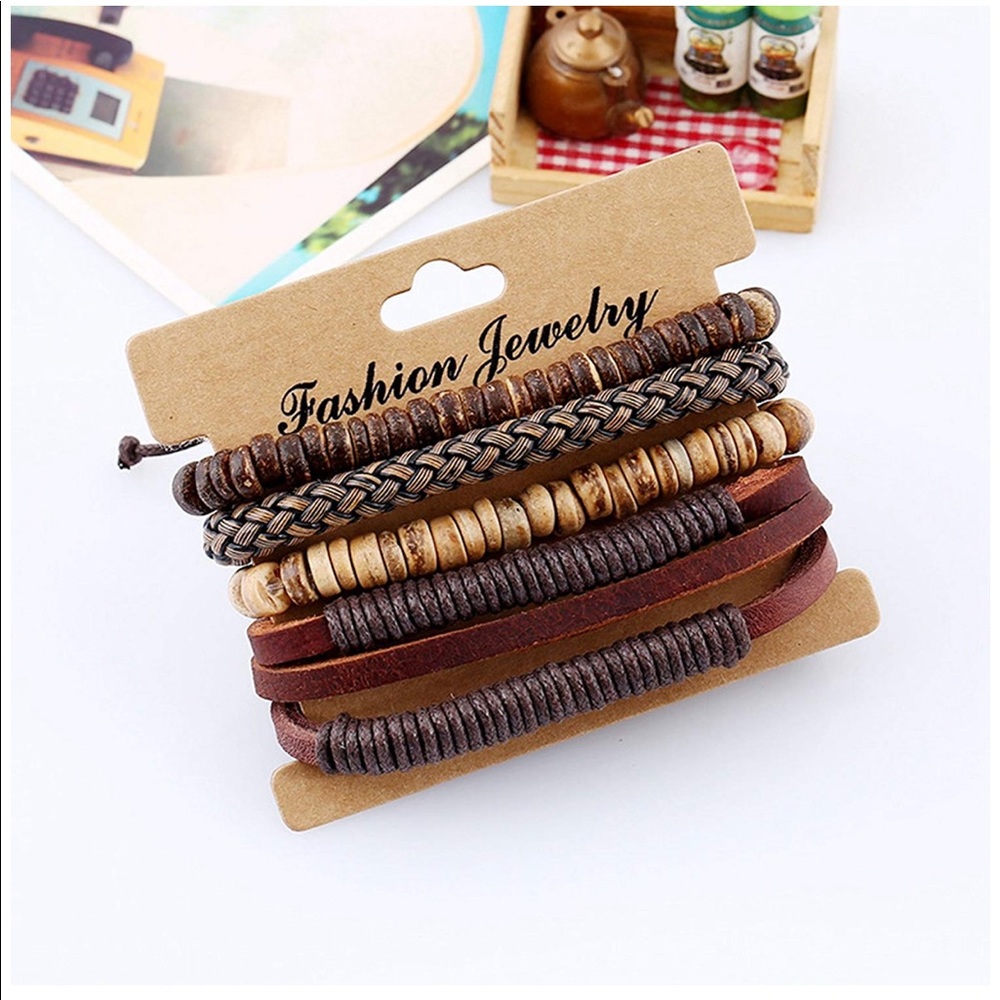 Leather bracelet -Earthy materials-genuine leather - Picture 4 of 7